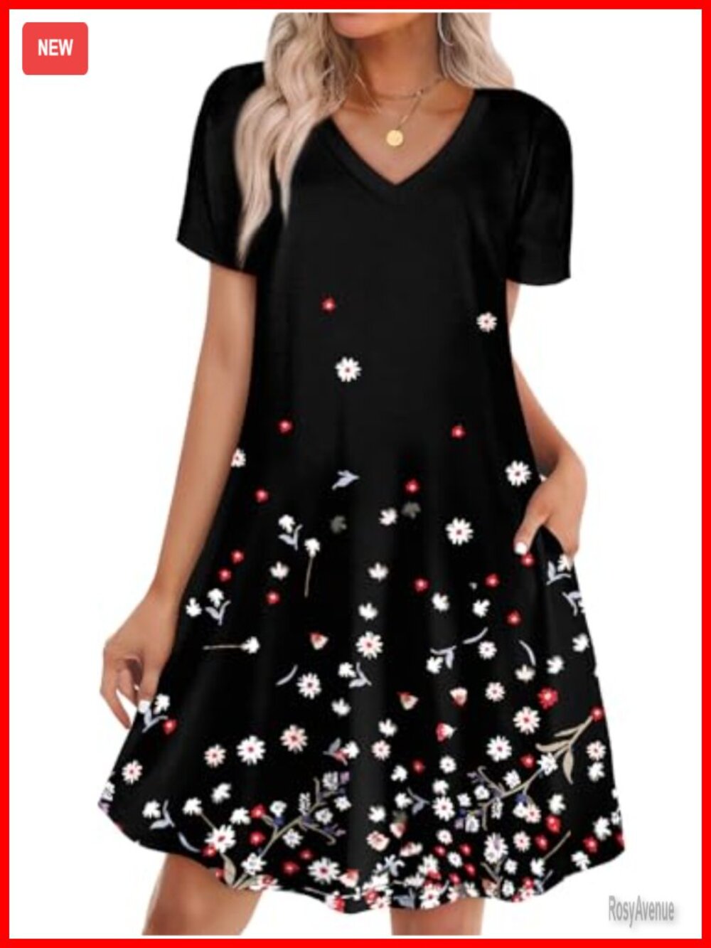 Women's Boho Summer T Shirt Dress with Pockets Casual Loose Beach Vacation